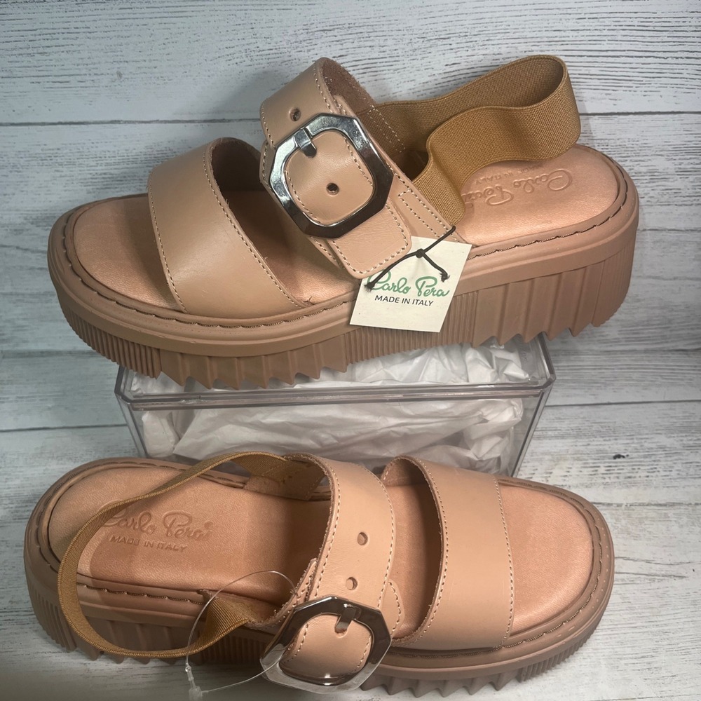 Carlos Pera Tan Platform‎ strappy sandals made In Italy 40/ 9US NEW